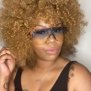 Blue Rimless Visor Sunglasses